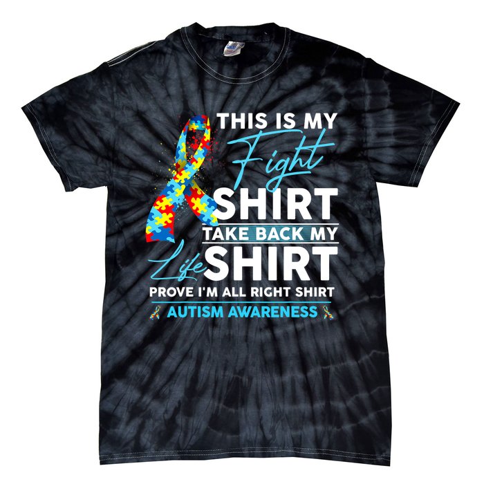 This Is My Fight Autism Awareness Ribbon Puzzle Tie-Dye T-Shirt