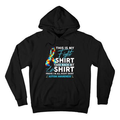 This Is My Fight Autism Awareness Ribbon Puzzle Tall Hoodie