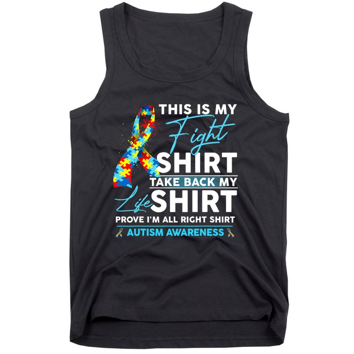 This Is My Fight Autism Awareness Ribbon Puzzle Tank Top