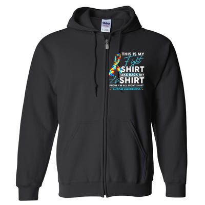 This Is My Fight Autism Awareness Ribbon Puzzle Full Zip Hoodie