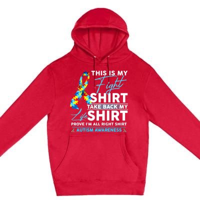 This Is My Fight Autism Awareness Ribbon Puzzle Premium Pullover Hoodie