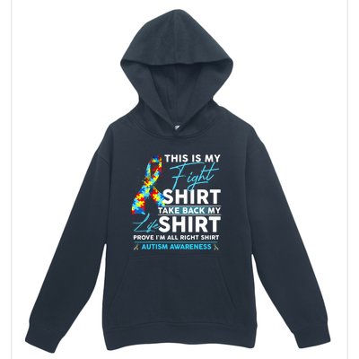 This Is My Fight Autism Awareness Ribbon Puzzle Urban Pullover Hoodie