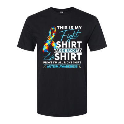 This Is My Fight Autism Awareness Ribbon Puzzle Softstyle CVC T-Shirt