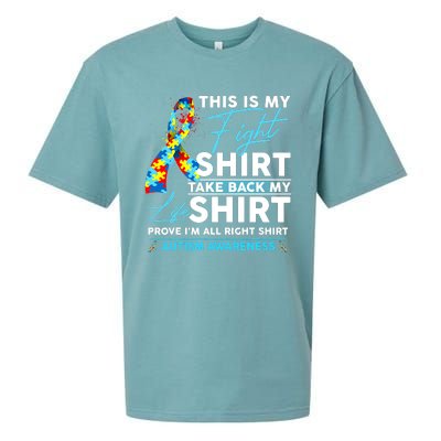 This Is My Fight Autism Awareness Ribbon Puzzle Sueded Cloud Jersey T-Shirt