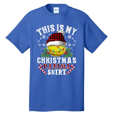 This Is My Christmas Pajama Funny Gift Softball Ball Sport Xmas Cute Gift Tall T-Shirt