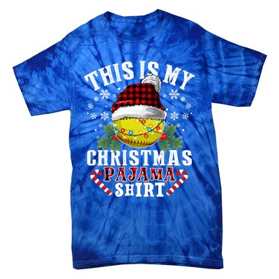 This Is My Christmas Pajama Funny Gift Softball Ball Sport Xmas Cute Gift Tie-Dye T-Shirt