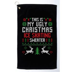 This Is My Ugly Christmas Ice Skating Sweater Ice Skater Gift Platinum Collection Golf Towel