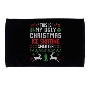 This Is My Ugly Christmas Ice Skating Sweater Ice Skater Gift Microfiber Hand Towel