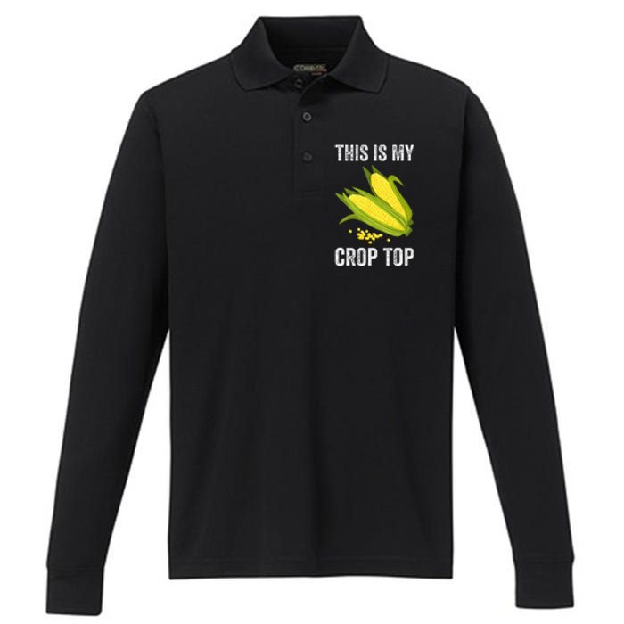 This Is My Crop Funny Farmer Farming Corn Lover Performance Long Sleeve Polo