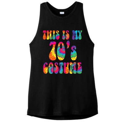 This Is My 70s Costume Funny Groovy Tie Dye Halloween Ladies PosiCharge Tri-Blend Wicking Tank