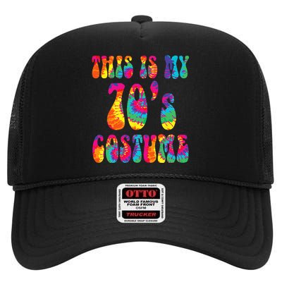 This Is My 70s Costume Funny Groovy Tie Dye Halloween High Crown Mesh Back Trucker Hat