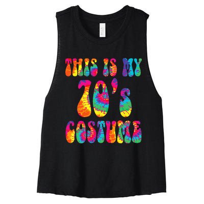 This Is My 70s Costume Funny Groovy Tie Dye Halloween Women's Racerback Cropped Tank