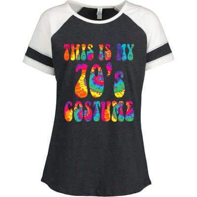 This Is My 70s Costume Funny Groovy Tie Dye Halloween Enza Ladies Jersey Colorblock Tee