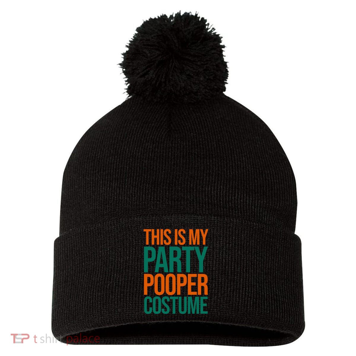 This Is My Party Pooper Costume Pom Pom 12in Knit Beanie
