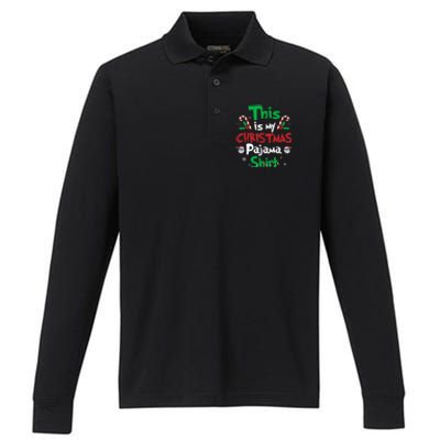 This Is My Christmas Pajama Funny Christmas Matching Pajamas Performance Long Sleeve Polo