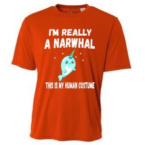 This Is My Human Costume Cute Gift I'm Really A Narwhal Funny Gift Cooling Performance Crew T-Shirt