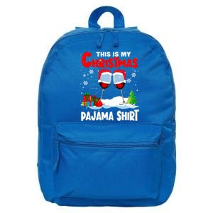 This Is My Christmas Pajama Gift Xmas Santa Wine Er Cute Gift 16 in Basic Backpack