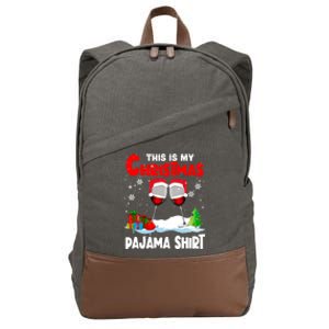 This Is My Christmas Pajama Gift Xmas Santa Wine Er Cute Gift Cotton Canvas Backpack