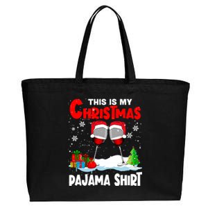 This Is My Christmas Pajama Gift Xmas Santa Wine Er Cute Gift Cotton Canvas Jumbo Tote