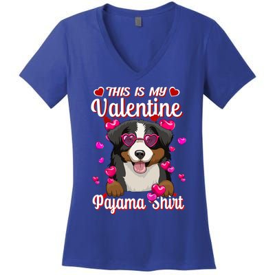 This Is My Valentine Pajama Gift Bernese Mountain Lovers Gift Women's V-Neck T-Shirt