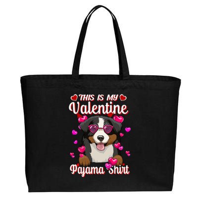 This Is My Valentine Pajama Gift Bernese Mountain Lovers Gift Cotton Canvas Jumbo Tote