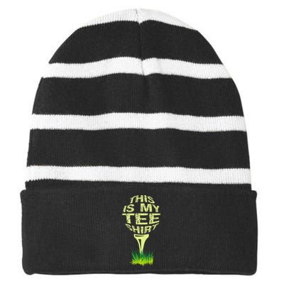 This Is My Golfer Striped Beanie with Solid Band