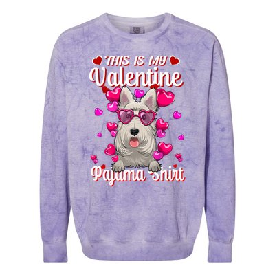 This Is My Valentine Pajama Gift Scottish Terrier Lovers Gift Colorblast Crewneck Sweatshirt