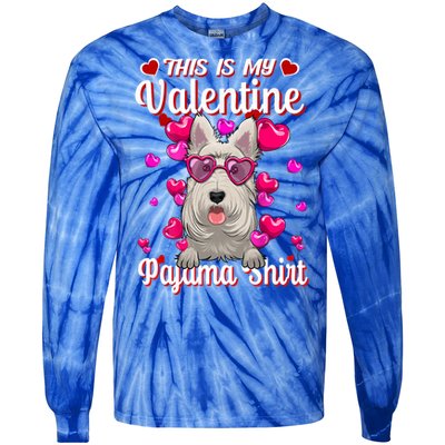 This Is My Valentine Pajama Gift Scottish Terrier Lovers Gift Tie-Dye Long Sleeve Shirt