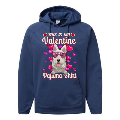 This Is My Valentine Pajama Gift Scottish Terrier Lovers Gift Performance Fleece Hoodie