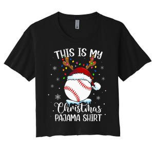 This Is My Christmas Baseball Xmas Sports Women's Crop Top Tee