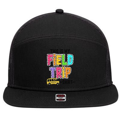 This Is My Fieldtrip Field Day Teachers Students School Bus 7 Panel Mesh Trucker Snapback Hat