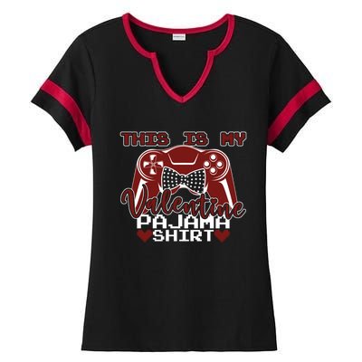 This Is My Valentine Pajama Funny Gift For Gamer Couples Gift Ladies Halftime Notch Neck Tee