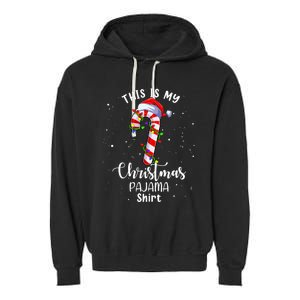 This Is My Christmas Pajama Candy Cane Boy Girl Garment-Dyed Fleece Hoodie