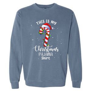 This Is My Christmas Pajama Candy Cane Boy Girl Garment-Dyed Sweatshirt