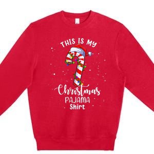 This Is My Christmas Pajama Candy Cane Boy Girl Premium Crewneck Sweatshirt