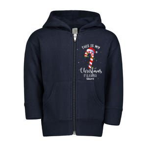 This Is My Christmas Pajama Candy Cane Boy Girl Toddler Zip Fleece Hoodie