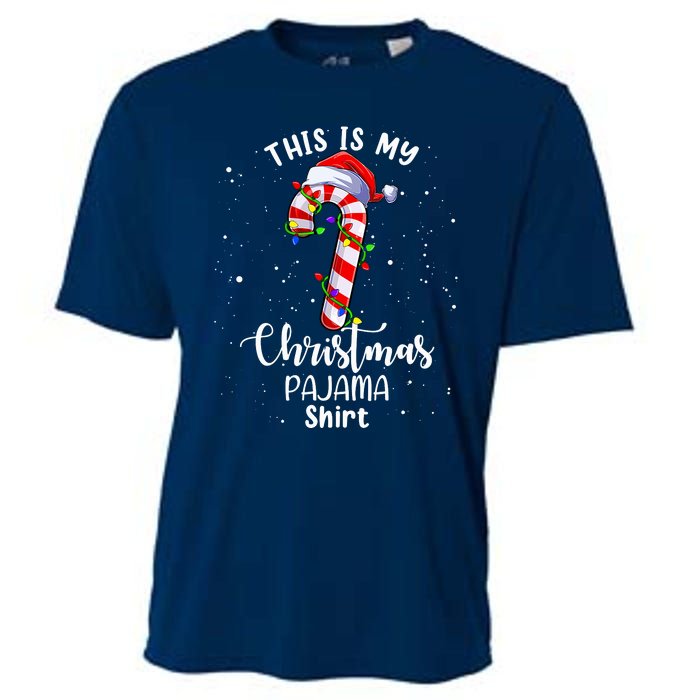 This Is My Christmas Pajama Candy Cane Boy Girl Cooling Performance Crew T-Shirt