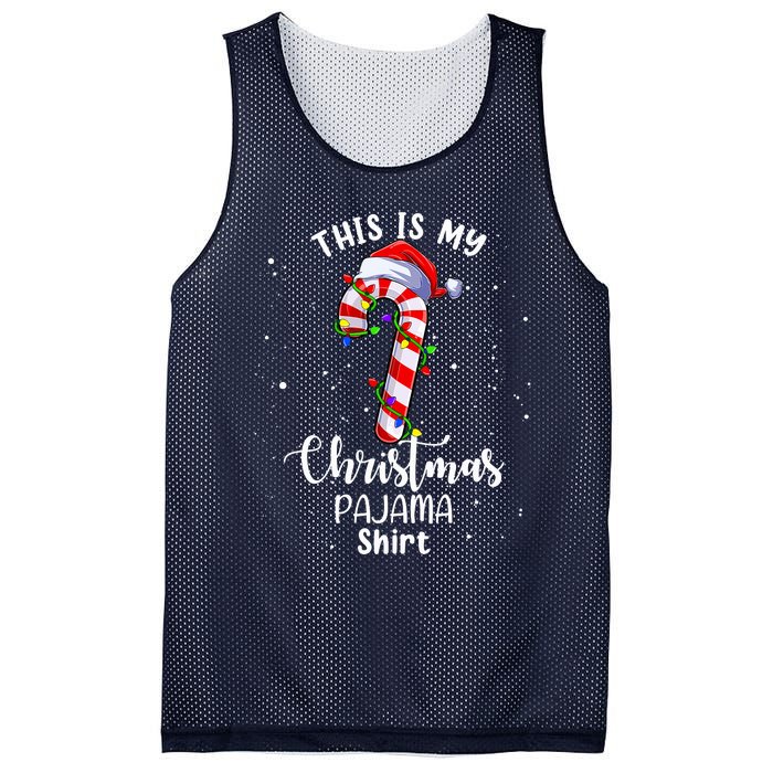 This Is My Christmas Pajama Candy Cane Boy Girl Mesh Reversible Basketball Jersey Tank