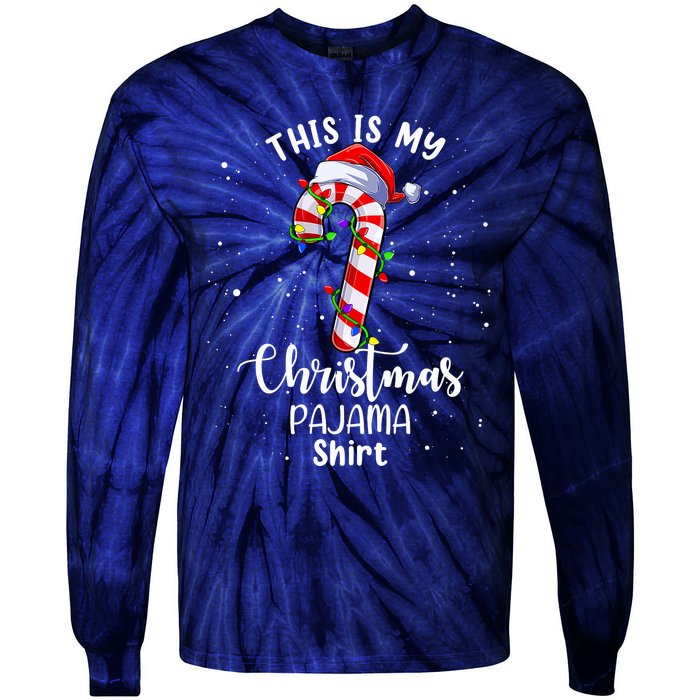 This Is My Christmas Pajama Candy Cane Boy Girl Tie-Dye Long Sleeve Shirt