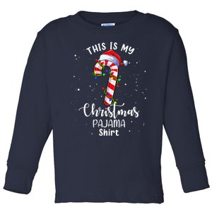 This Is My Christmas Pajama Candy Cane Boy Girl Toddler Long Sleeve Shirt