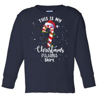 This Is My Christmas Pajama Candy Cane Boy Girl Toddler Long Sleeve Shirt