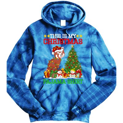 This Is My Christmas Tree Pajamas Lights Red Panda Christmas Gift Tie Dye Hoodie