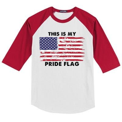 This Is My Pride Flag USA Vintage Kids Colorblock Raglan Jersey