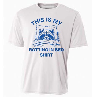 This Is My Rotting In Bed Funny Raccoon Meme Sarcastic Cooling Performance Crew T-Shirt