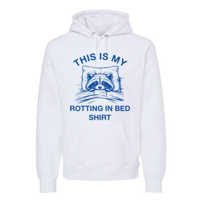 This Is My Rotting In Bed Funny Raccoon Meme Sarcastic Premium Hoodie