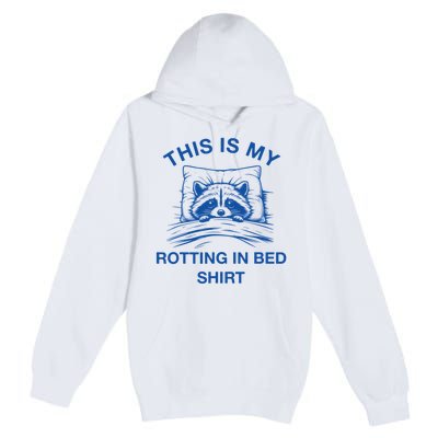 This Is My Rotting In Bed Funny Raccoon Meme Sarcastic Premium Pullover Hoodie