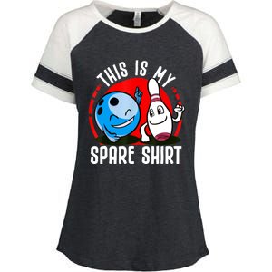 This Is My Spare Bowling Alley Gutter Pins Bowling Enza Ladies Jersey Colorblock Tee