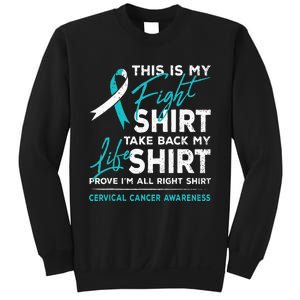 This Is My Fight Cervical Cancer Awareness White Teal Ribbon Sweatshirt