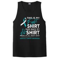 This Is My Fight Cervical Cancer Awareness White Teal Ribbon PosiCharge Competitor Tank