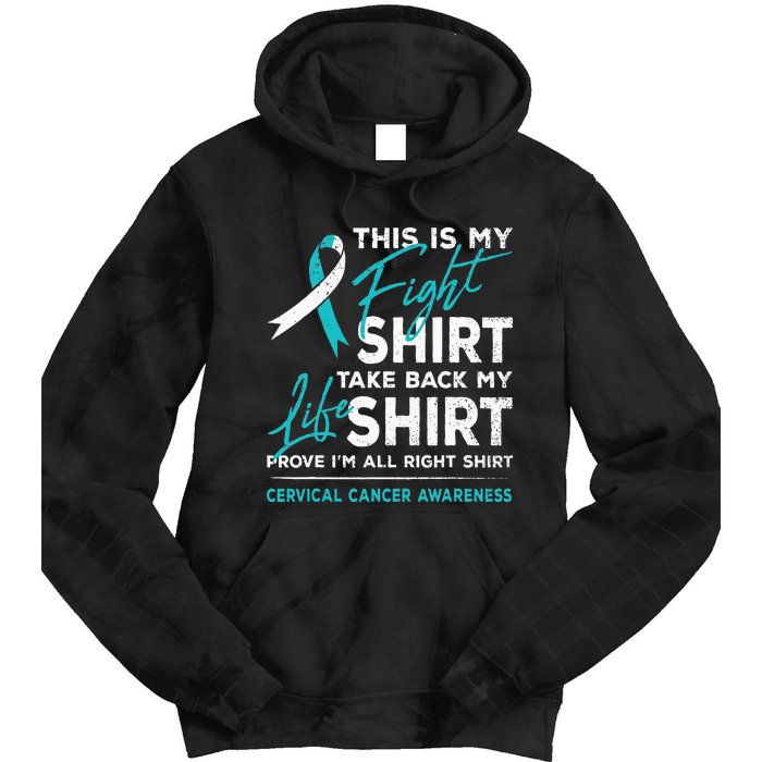 This Is My Fight Cervical Cancer Awareness White Teal Ribbon Tie Dye Hoodie